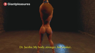 Mad Scientist Causes Woman Breast, Ass, and Muscle Expansion