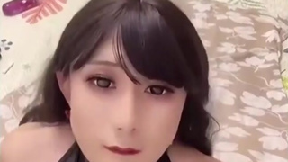 Hot leather ladyboy prostitute dildo insertions and masturbation