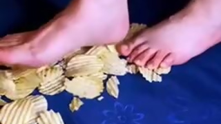 Findom Feet walk over Crunchy Fries (For sale)