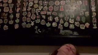 small tit brunette girl plays with toys