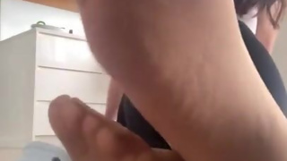 Baby blue crocs on my beautiful feet in nylons