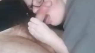 Blowjob cumshot with 10 inch cock while husband’s video games
