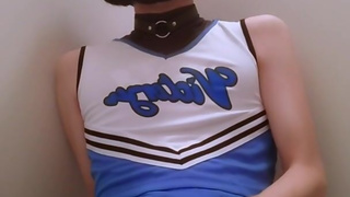 Horny femboy cheerleader rubs his dick with his own hand and ejaculates Madzmoto Sun