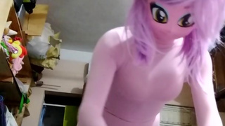 Kigurumi wearig lingerie long video