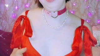 Cute Bunny egirl small titty worship in sexy red corset!????