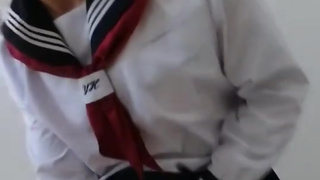 Japanese Crossdresser wearing Sailor School Girls Uniform② -FULL VID ON ONLYFANS-