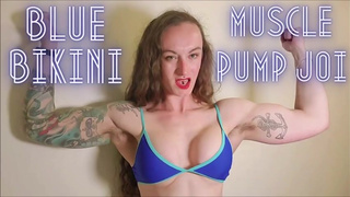 Blue Bikini Muscle Pump and JOI - full video on ClaudiaKink ManyVids!