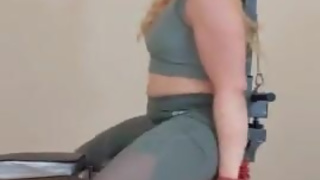 Gym Bondage, muscle girl struggles to escape