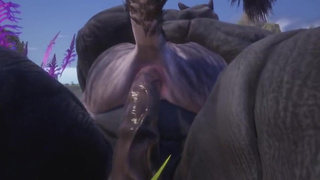 Furry Female Wolf & Rhino Fuck Hard (Some Pee) | Wild Life Furries