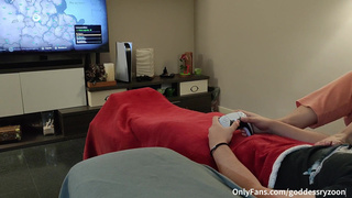 I use my feet and hands so my slave can't play