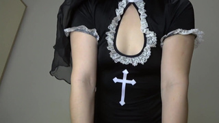 Step sister nun Anna gives a handjob and then fucks in different positions and gets oral creampie