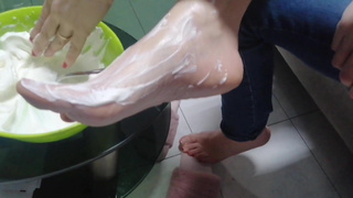 My creamy feet and pussy licked on women's day