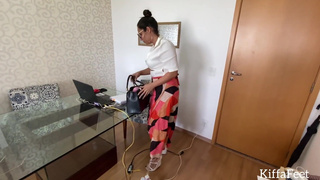 Goddess Kiffa Computer IT technician glued on Kiffa`s feet EP 2 FOOT WORSHIP FOOT DOMINATION