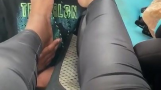 Foot worship slave licking dirty feet clean! IG @michelefet91