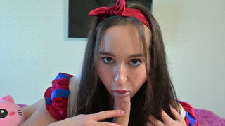 Amateur stepsister wanted to play! Deepthroats me and getting cum in her mouth, swallowed it all!