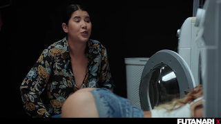 Real Life Futanari - Veronica Leal stack in washing machine and Lady Dee fuck her ass