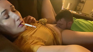 Slave Worships Pussy While Goddess Smokes
