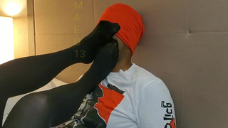 Sadistic sister inlaw dominates foot slave in pantyhose for her pleasure