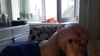 Licking dirty flip flops