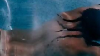 Naked Alanna Jade swimming in an airbnb pool, skinny dipping getting filmed by her lover