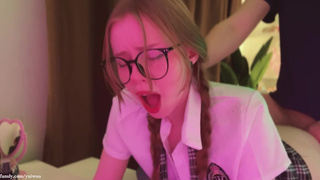 Schoolgirl drew penises instead of homework and was fucked on the table