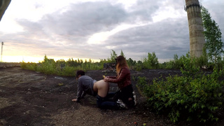 Public pegging on the roof of the boiler building.Using cum lube