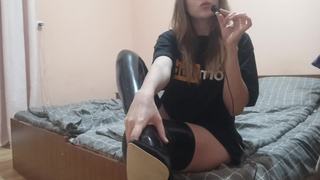 VINYL HIGH HEELS FEMDOM JOI ASMR DIRTY TALK RUSSIAN. EVELYN ROSE