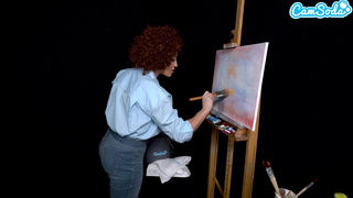 Big Tits MILF Ryan Keely Cosplay As Bob Ross Gets Horny During Painting Tutorial