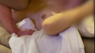 The whore's wife persuaded her to fuck her work colleague in front of her husband, hotwife, sexwife,