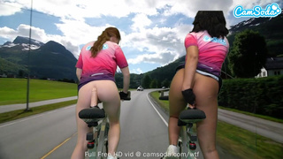 Camsoda - Amateur Teens Ride Dildo Bikes In Tour de France
