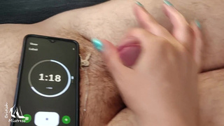 Two fingers, two minutes for cuck to cum