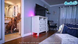 Asian Teen busted masturbating gets cum in panties