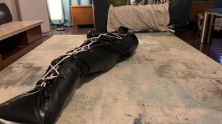 bondage sack, breath play and vibrator edging