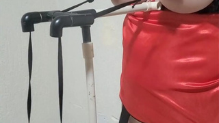 Watch how the weight pulls my nipples more and more