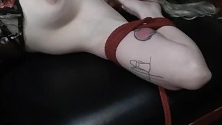 Blond Secretary gets tied up and helped to multiple orgasms and squirting