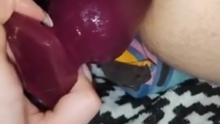 I fuck my husband's butt by very big and huge plug anal