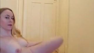 Nude Thick blonde gets up to mischief when home alone