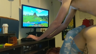 Sexy GF gets tied up and bent over while I play Minecraft