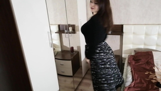 Hot girl trying on clothes