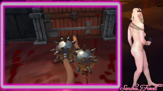 Naked Gamer Girl plays VR Video Game on Oculus