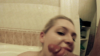 Hot Ass!!!! Handcuffed blonde sucks and fucks in bathtub!