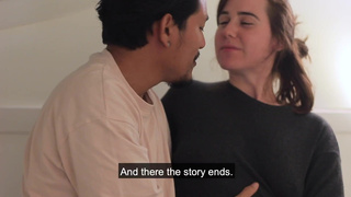 The roommates fool around while rehearsing a script.