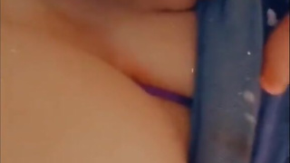 Whore in bondage, breast tied, crotchless pants