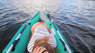Risky Public Kayaking Made Him Cum in 1 min!