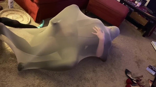SEXY GIRL NYLON ENCASEMENT FUCKED in BODYSTOCKING FOOTJOB