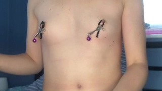 Self bontage. Horny teenage masturbate pussy.