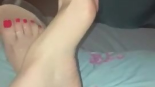 Slave Boyfriend worships my sweaty salty feet in heels!