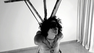 Pulling her panties and making her cum - Shibari suspension ORGASM