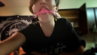 Kitty Caught Playing in the Kitchen with Ball Gag