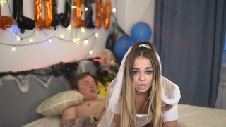 I went to my stepbrother's room to celebrate Halloween